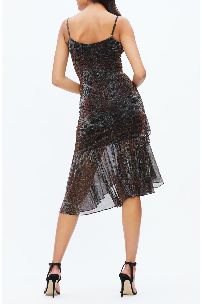 Cantrelle Metallic Asymmetrical Hem Cocktail Dress, Alternate, color, BRONZE MULTI