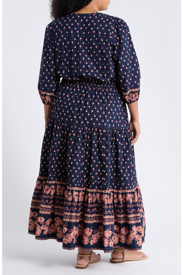 Floral Cotton Maxi Dress, Alternate, color, NAVY ROSE MIXED