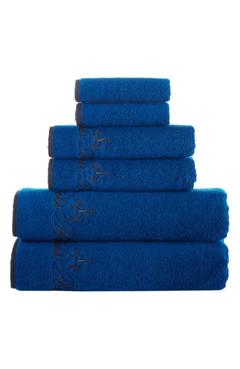 Six-Piece Contrast Frame Cotton Towel Set