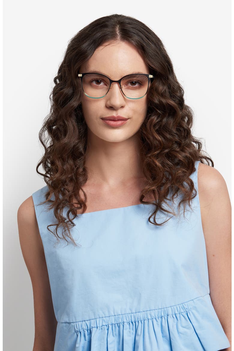 terriann 51mm square optical glasses, Alternate, color, BLACK TEAL