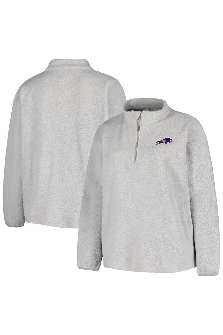 Women's Profile Gray Buffalo Bills Plus Size Sherpa Quarter-Zip Jacket, Main, color, Gray