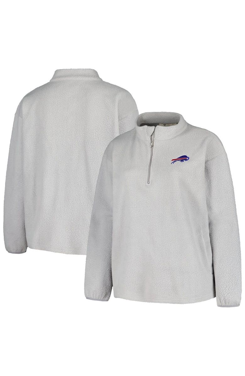 PROFILE Women's Profile Gray Buffalo Bills Plus Size Sherpa Quarter-Zip Jacket, Main, color,