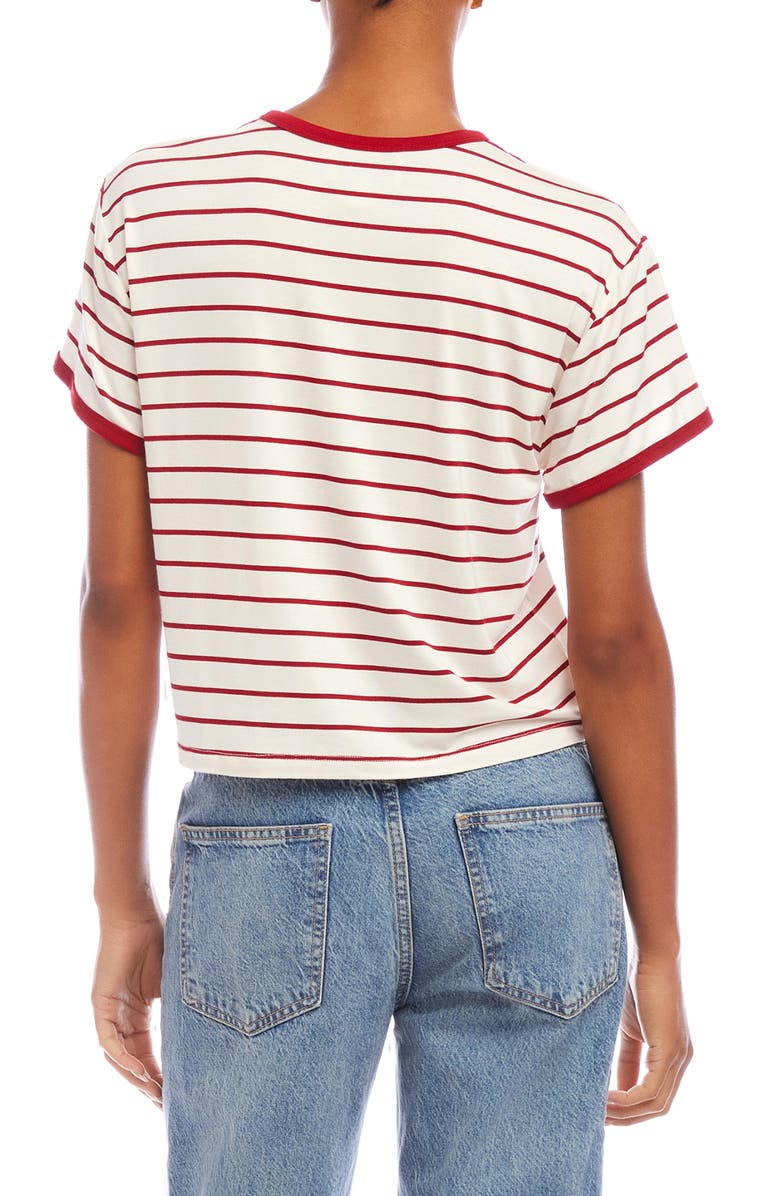 FIFTEEN TWENTY Courtney Stripe Ringer Neck T-Shirt, Alternate, color, Red