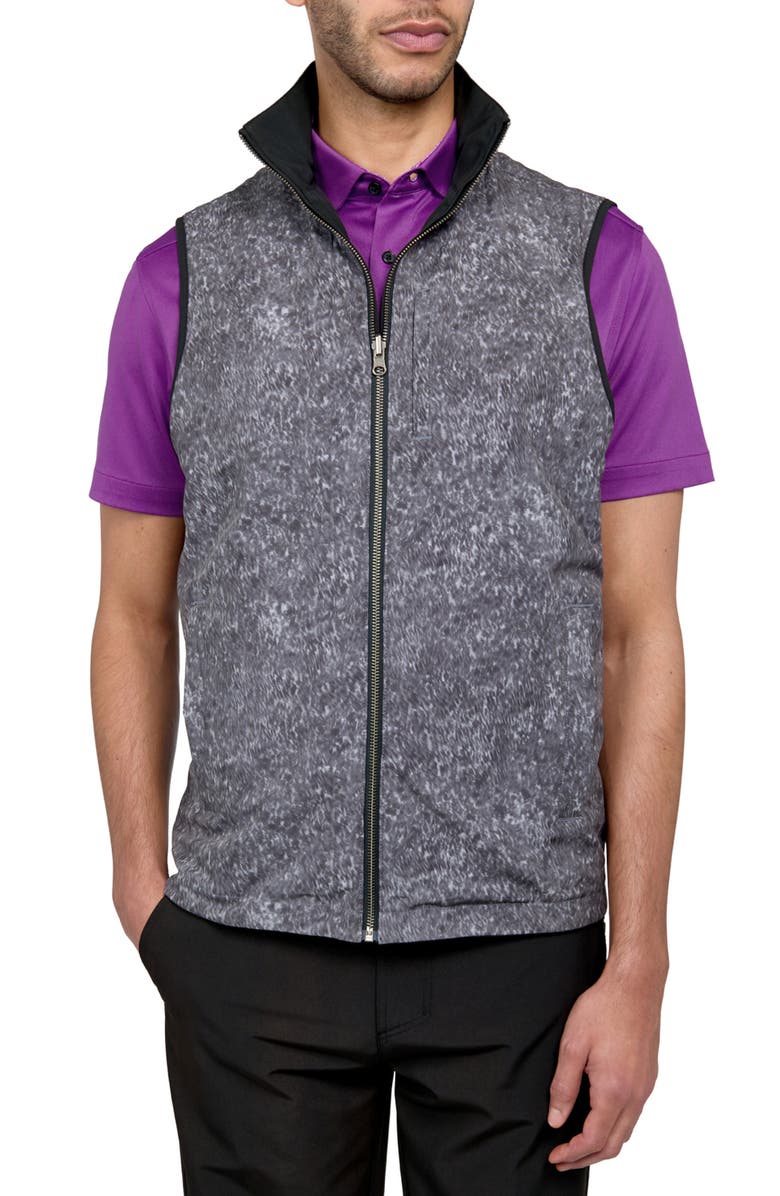 CON.STRUCT Regular Fit Texture Print Recycled Performance Reversible Vest, Alternate, color, Black