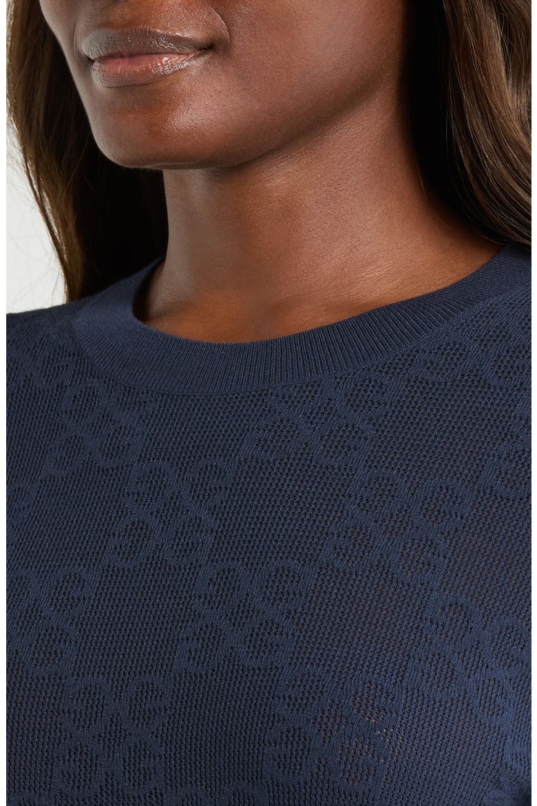 Pointelle Knit Crewneck Golf Sweater, Alternate, color, TWILIGHT