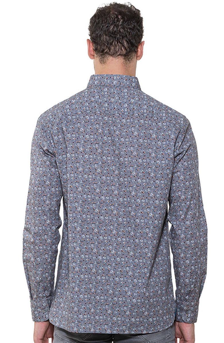 Luchiano Visconti Floral Print Shirt, Alternate, color, Smoke