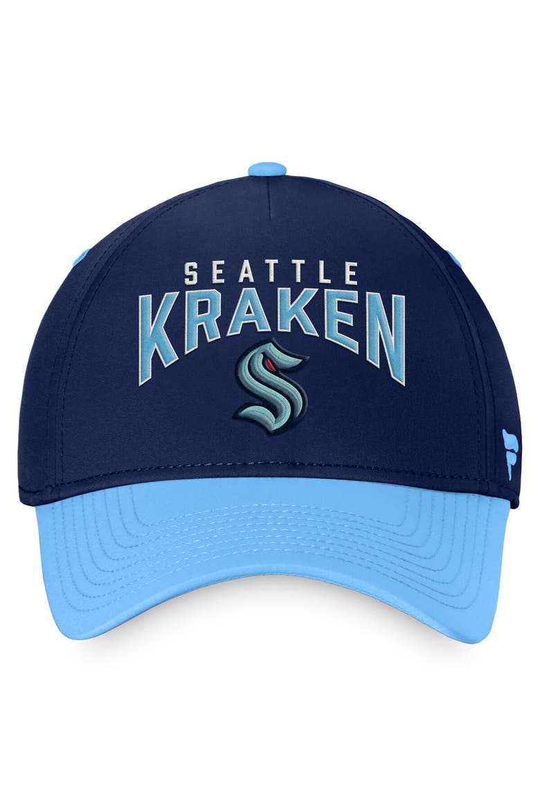 Men's Fanatics Branded Deep Sea Blue/Light Blue Seattle Kraken Fundamental 2-Tone Flex Hat, Alternate, color, Navy