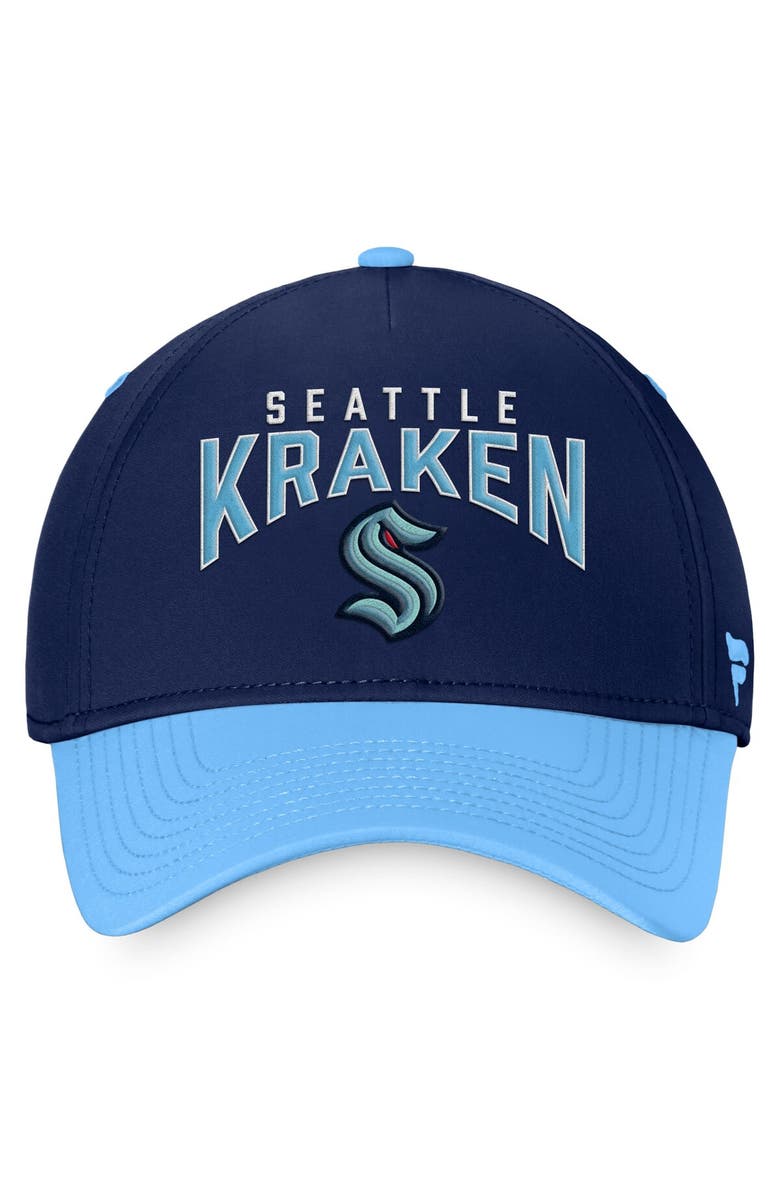 FANATICS Men's Fanatics Branded Deep Sea Blue/Light Blue Seattle Kraken Fundamental 2-Tone Flex Hat, Alternate, color,