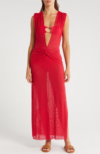 Vix Paula Hermanny Cindy Solid Mesh Cover-up Dress