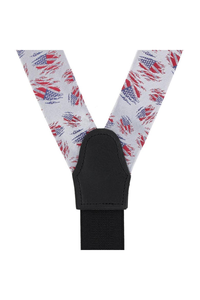 Stars & Stripes Secret Silver Silk Novelty Button End Brace, Alternate, color, Silver