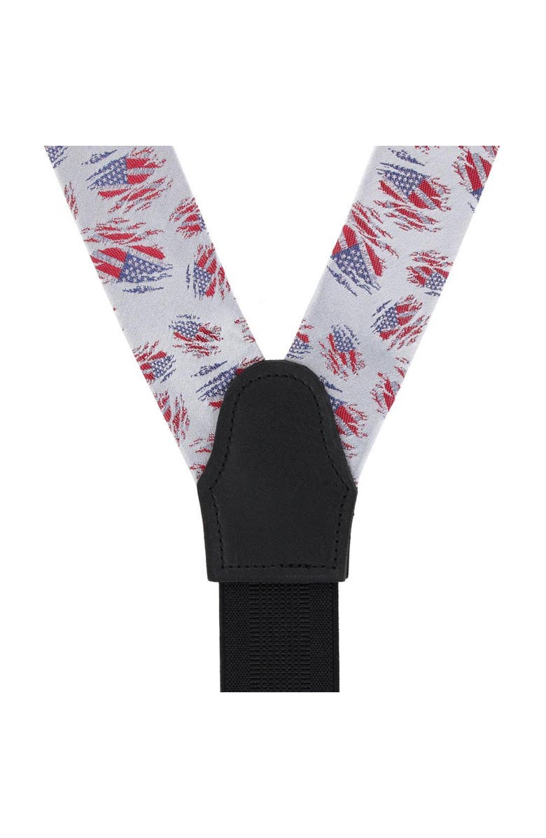 Trafalgar Stars & Stripes Secret Silver Silk Novelty Button End Brace, Alternate, color, Silver