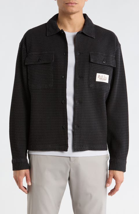 Waffle Knit Button-Up Shirt