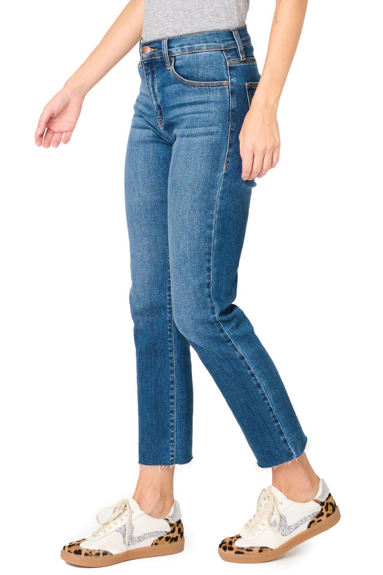 Essential High Waist Raw Hem Crop Jeans, Alternate, color, MEDIUM BLUE