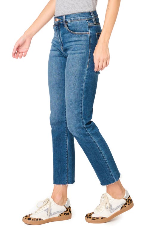 Gibsonlook Essential High Waist Raw Hem Crop Jeans In Medium Blue