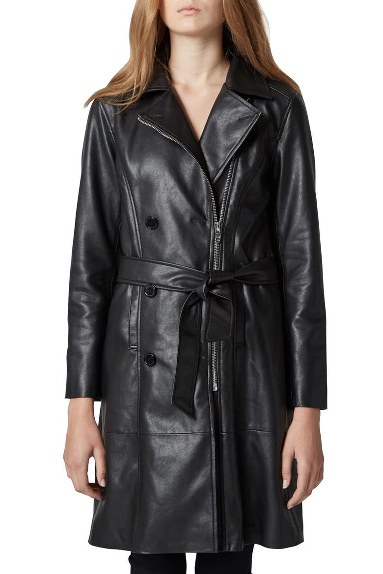 Faux Leather Trench Coat, Main, color, PUNISHER