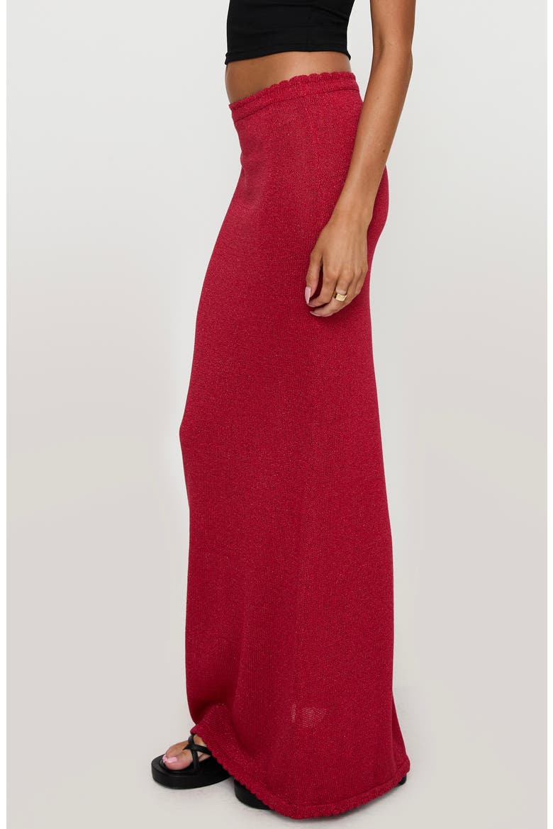 Hugs Kisses Metallic Knit Maxi Skirt, Alternate, color, RED