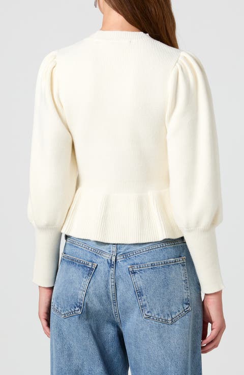 Sloane Balloon Sleeve Peplum Sweater