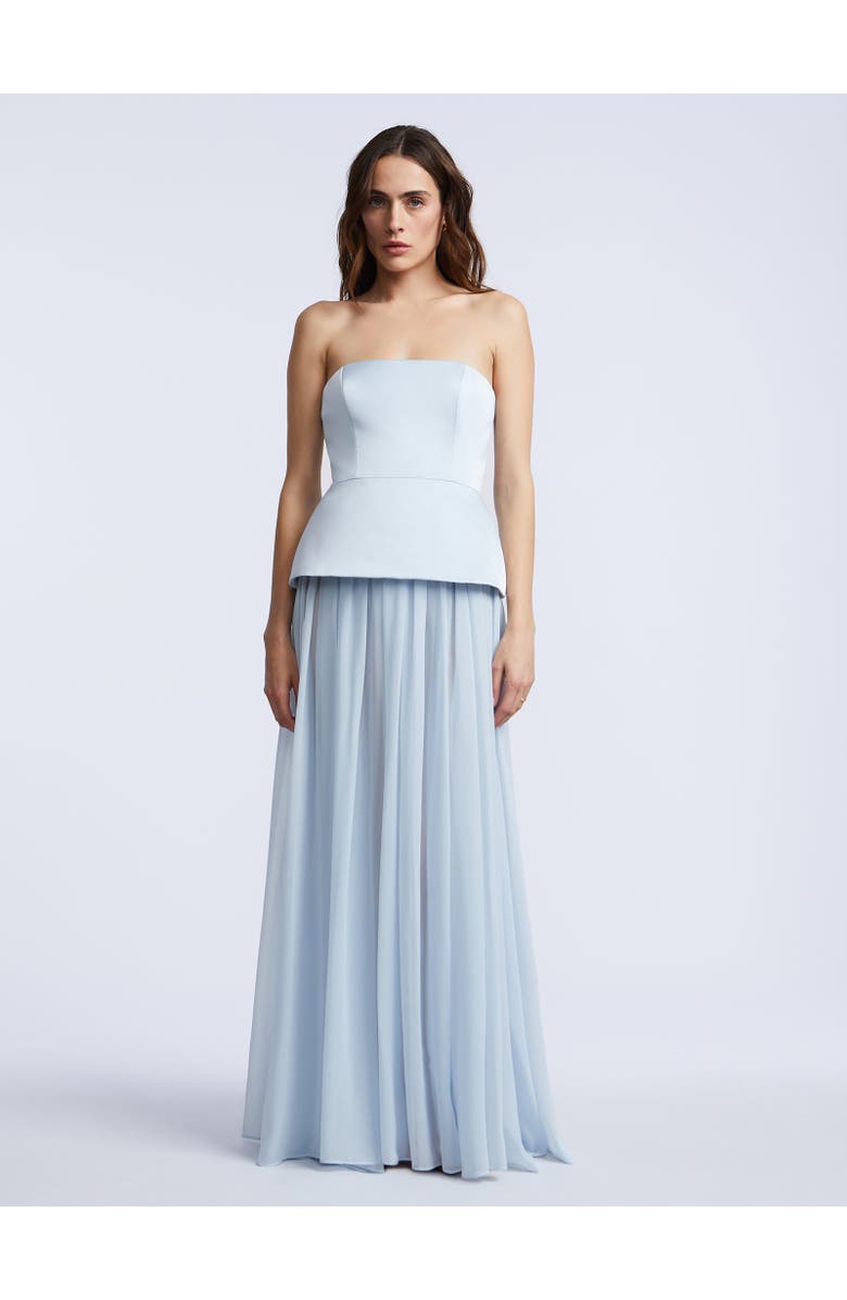 BCBGMAXAZRIA Strapless Peplum Gown, Main, color, Skyway