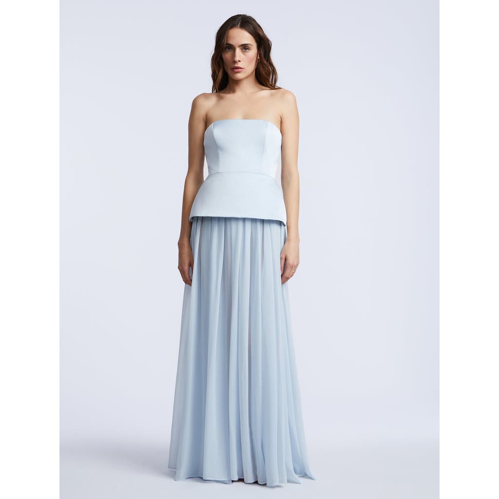 Bcbg Strapless Peplum Gown In Blue