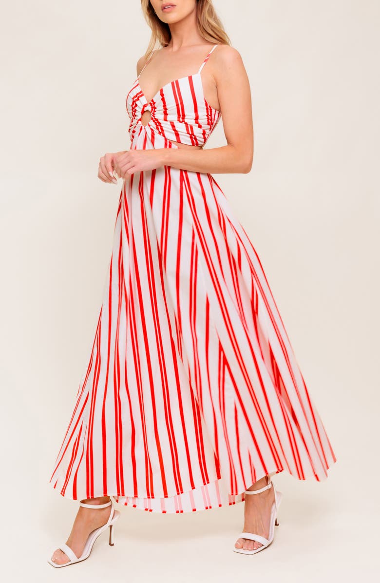 FLYING TOMATO Stripe Maxi Dress, Alternate, color, White Red