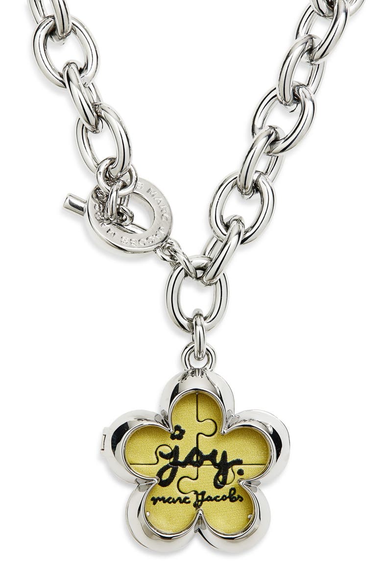 Marc Jacobs Daisy Puzzle Locket Necklace, Main, color, Silver/ Multi