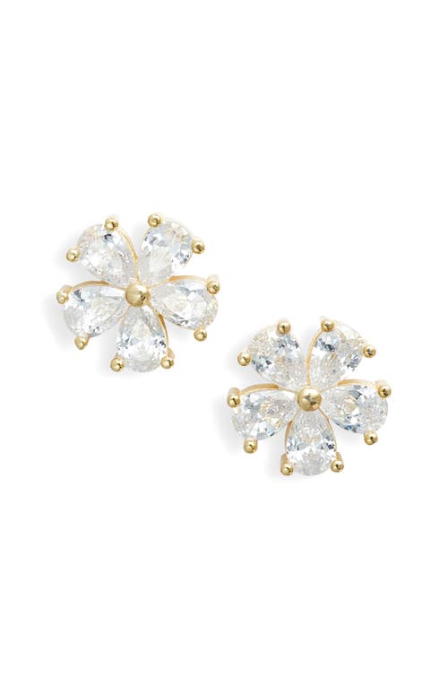 SHYMI Flower Cubic Zirconia Stud Earrings in Gold 