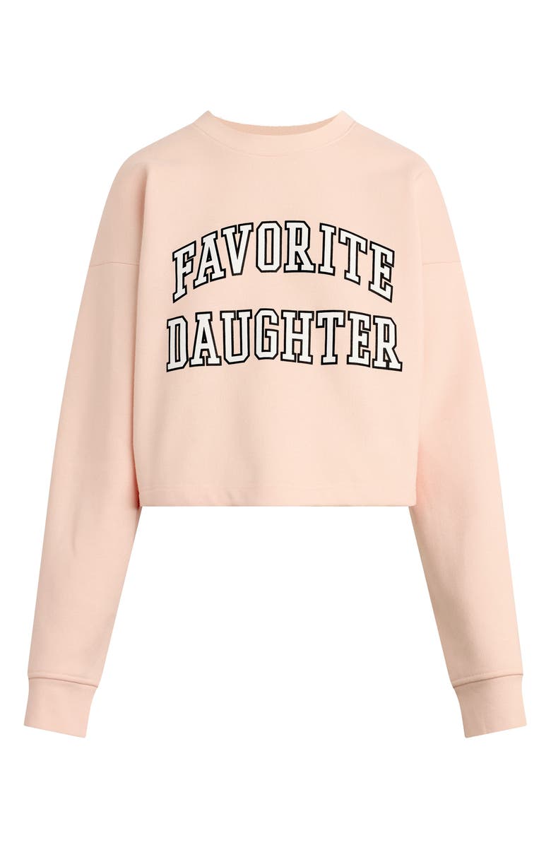 Favorite Daughter The Collegiate Logo Crop Sweatshirt, Alternate, color, Pale Pink/ White
