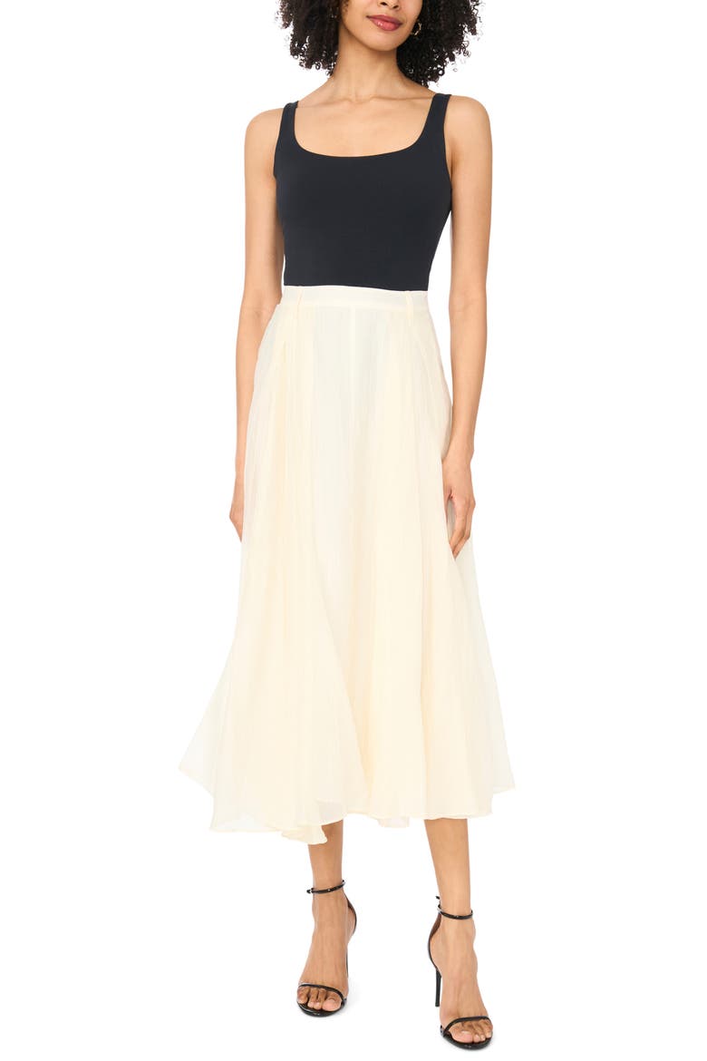 Godet Midi Skirt, Alternate, color, NEW IVORY