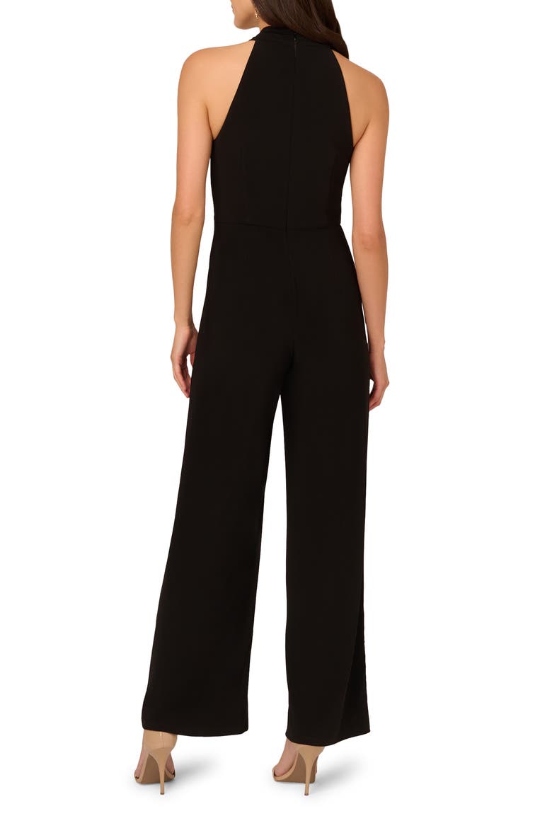 Crossover Neck Overlay Jumpsuit, Alternate, color, BLACK