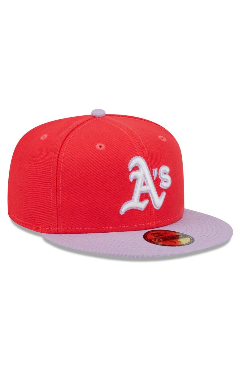 New Era Men's New Era Red/Lavender Oakland Athletics Spring Color Two-Tone 59FIFTY Fitted Hat, Alternate, color, Red