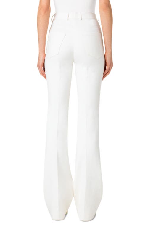 Akris High-rise Bootcut Cotton-silk Pants In White