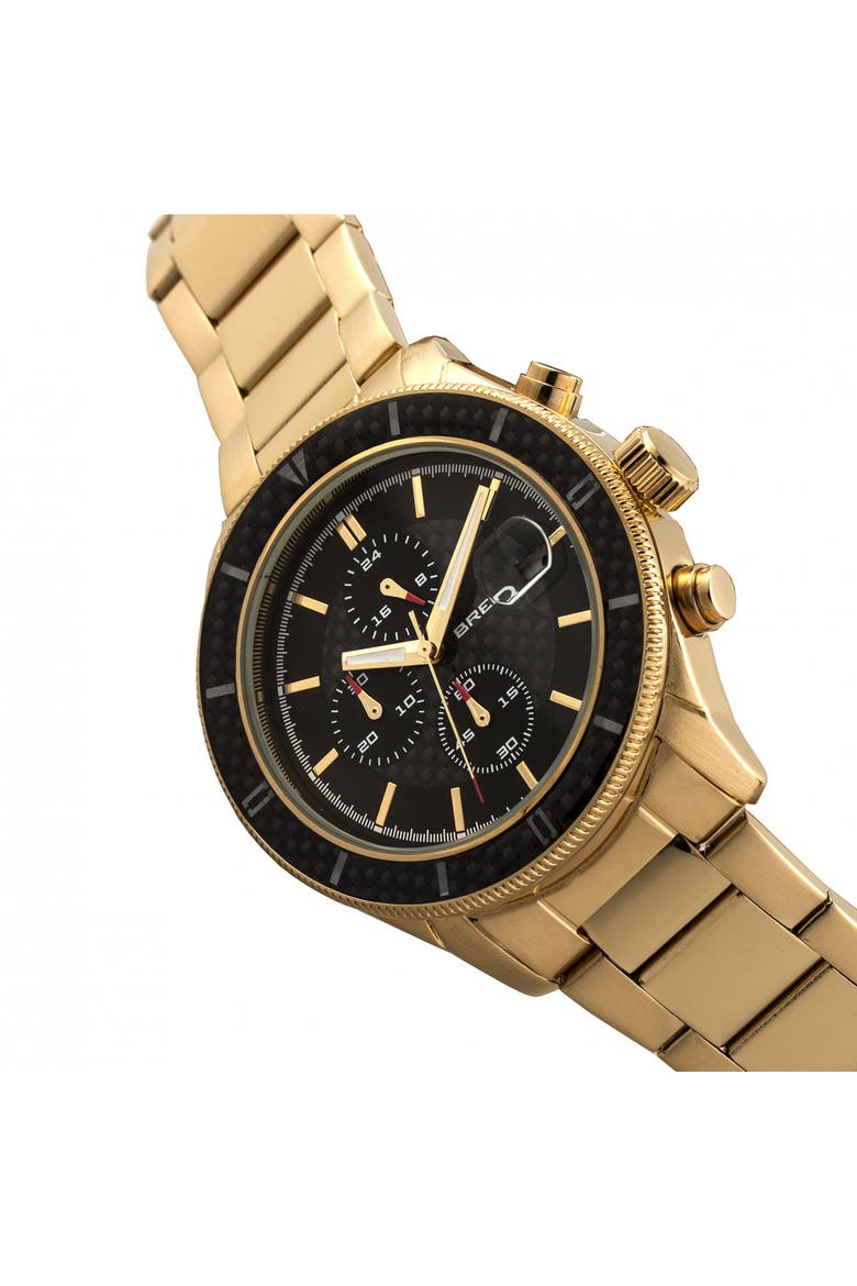 Maverick Chronograph Leather-Band Watch w/Date, Alternate, color, Gold