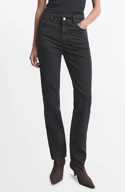 Mango Mid Rise Straight Leg Jeans In Black
