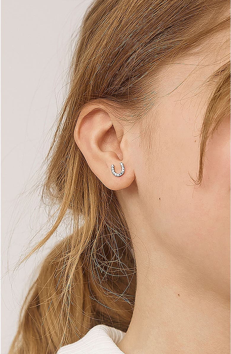 In Season Jewelry Jeweled Horseshoe Earrings, Alternate, color, Silver