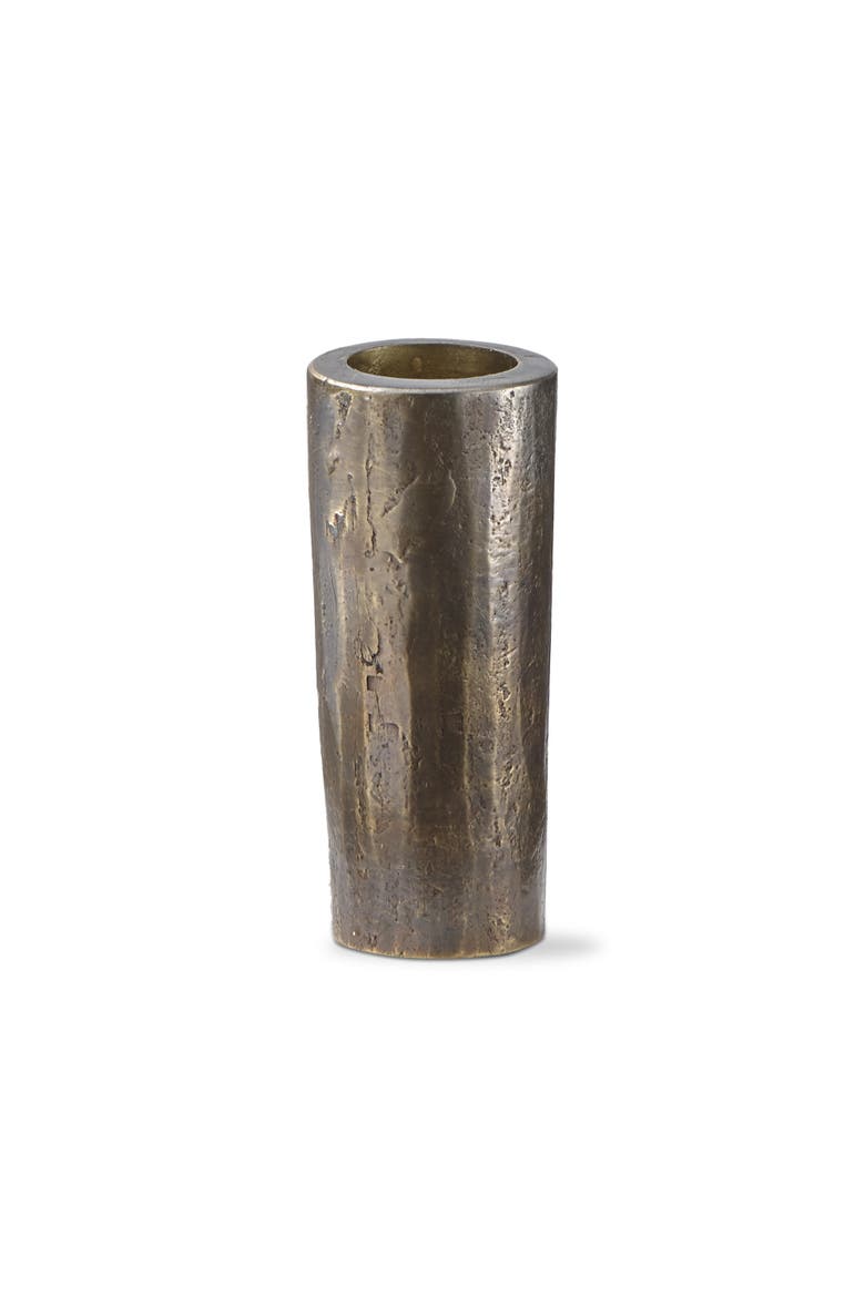Hammered Tall Taper Candle Holder Antique Brass Gold Iron, Main, color, Gold