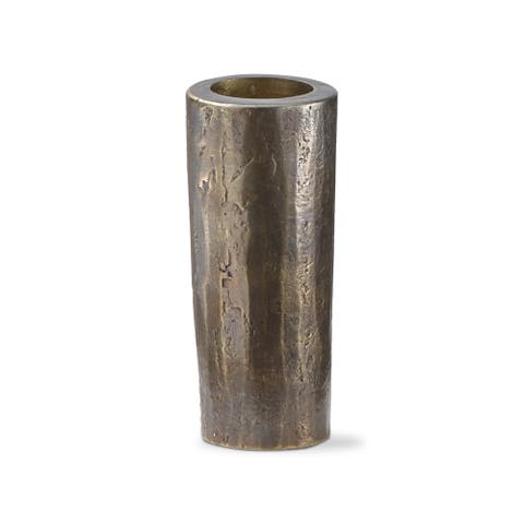 Hammered Tall Taper Candle Holder Antique Brass Gold Iron