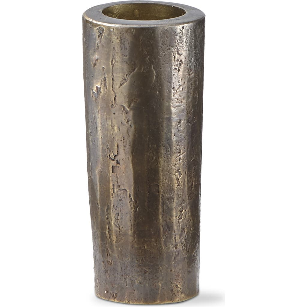 Tag Hammered Tall Taper Candle Holder Antique Brass Gold Iron