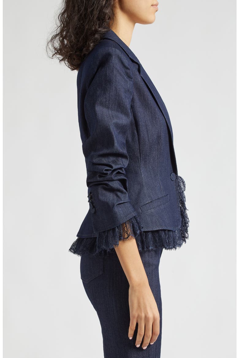 Le Petit Roxie Lace Trim Denim Blazer, Alternate, color, INDIGO
