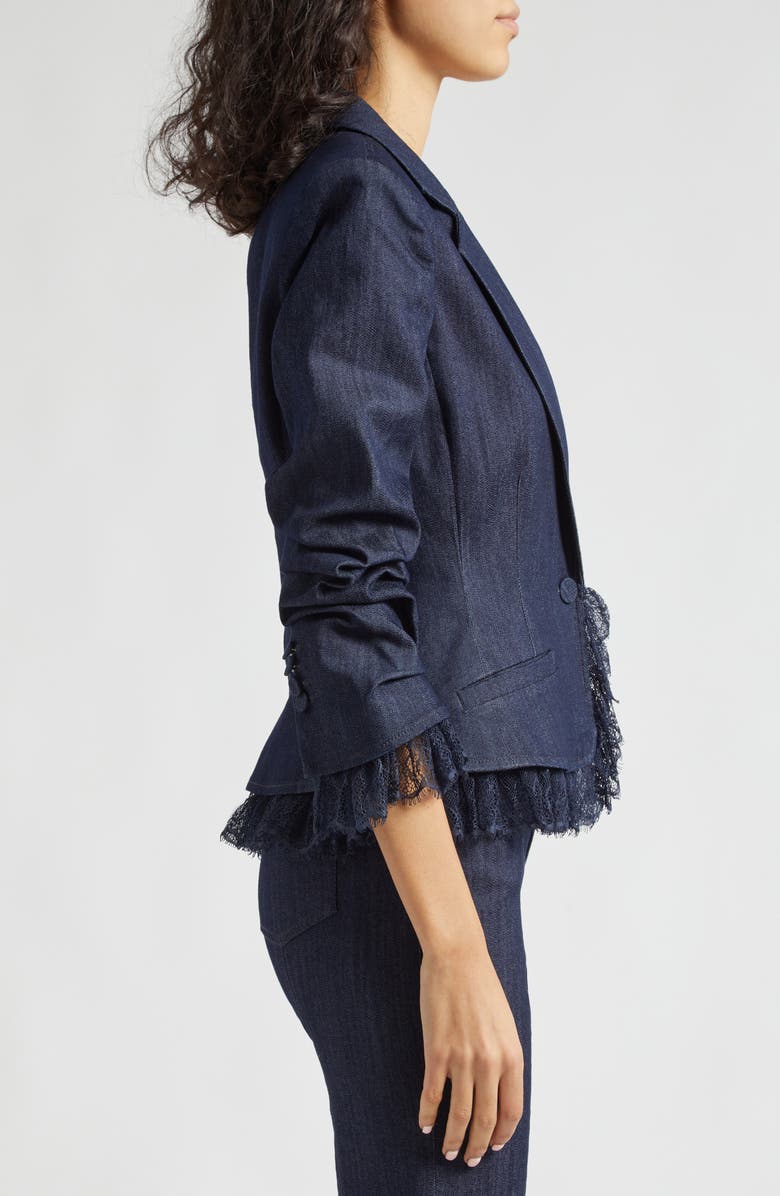 Cinq à Sept Le Petit Roxie Lace Trim Denim Blazer, Alternate, color,