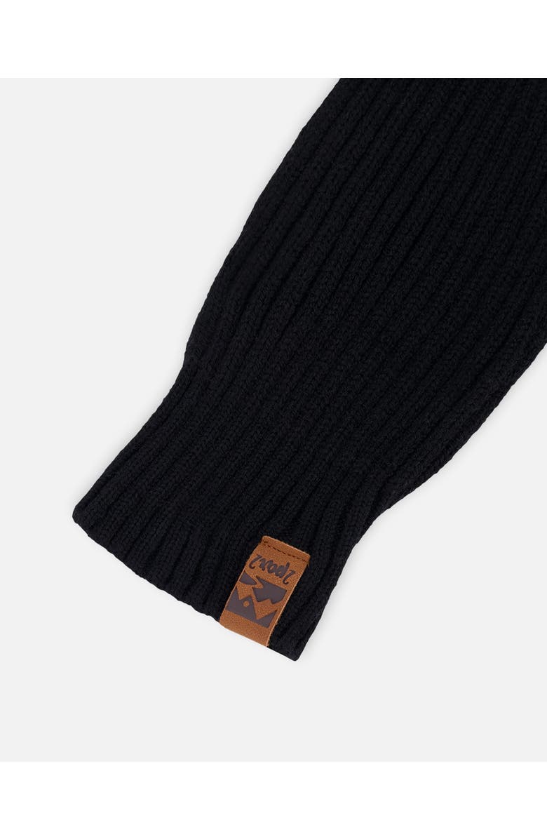 Deux par Deux Gender Inclusive Soft Ribbed Knit Mittens, Alternate, color, Black