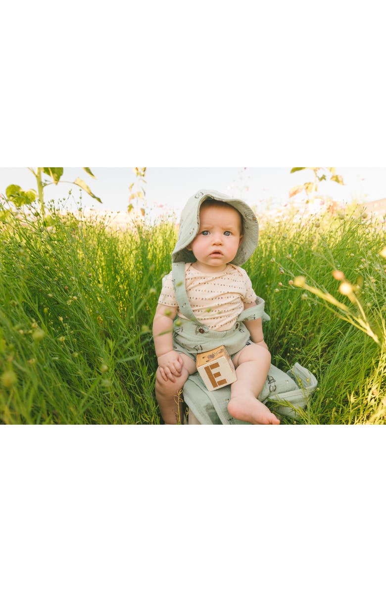 Deux par Deux Baby Boy's Printed Muslin Shortall And Organic Cotton Bodysuit Set Sage Monkey And Off-White, Alternate, color, 