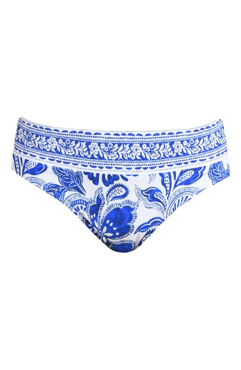 La Blanca Botanical Brocade Bikini Bottoms, Alternate, color, Lapis