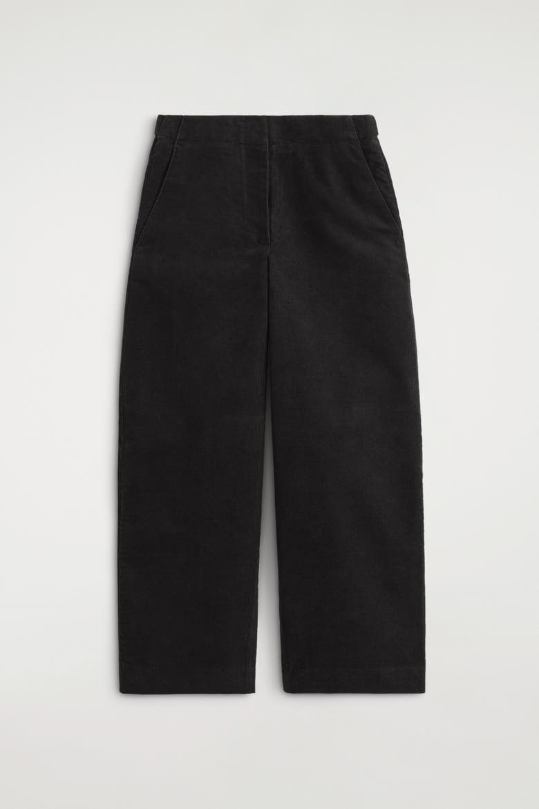 Corduroy Barrel-leg Pants, Alternate, color, BLACK