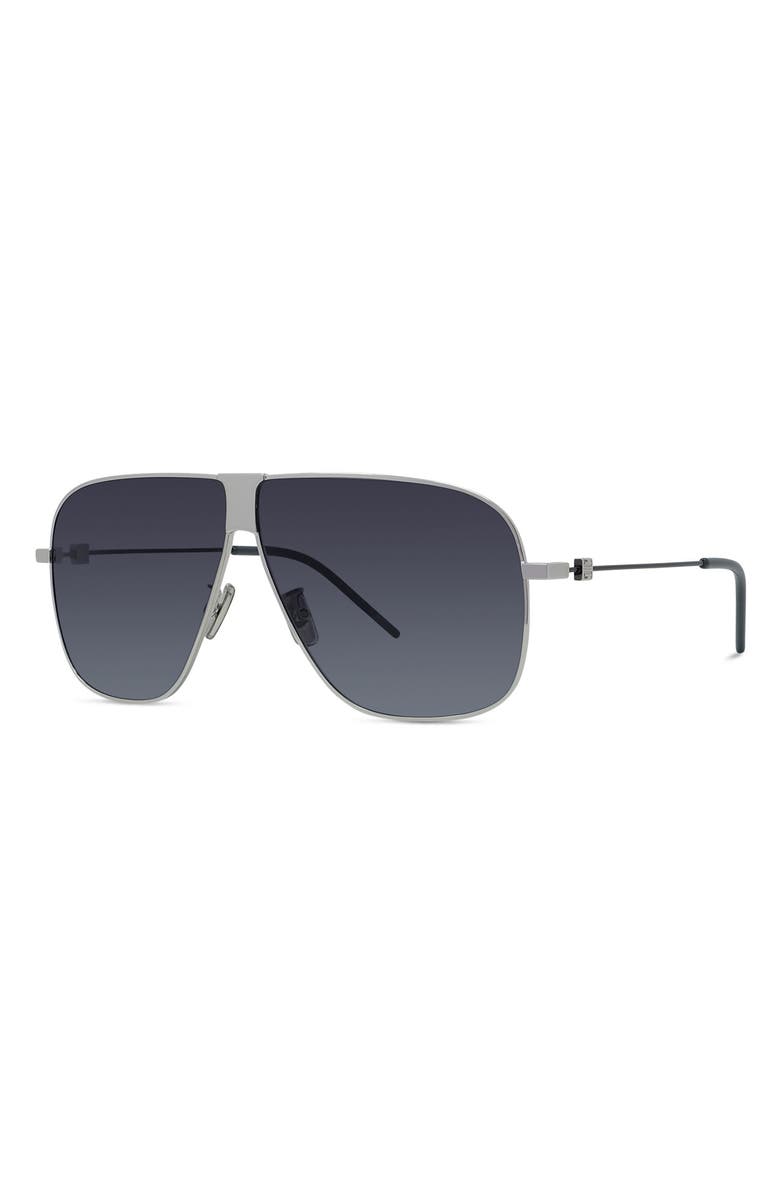 Givenchy GV Speed 64mm Oversize Gradient Pilot Sunglasses, Alternate, color, Shiny Palladium / Smoke
