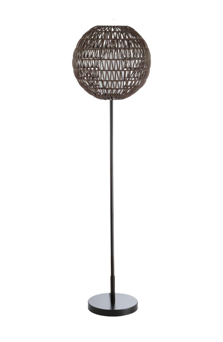JONATHAN Y Bea 61" Outdoor Woven Globe LED Floor Lamp, Coffee/Black, Alternate, color, Coffee/Black