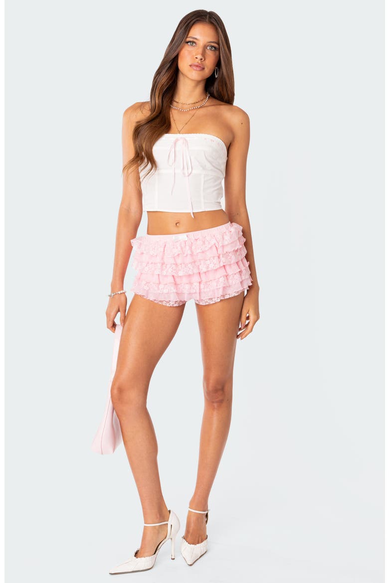 Unicorn Lace Ruffle Shorts, Alternate, color, LIGHT-PINK