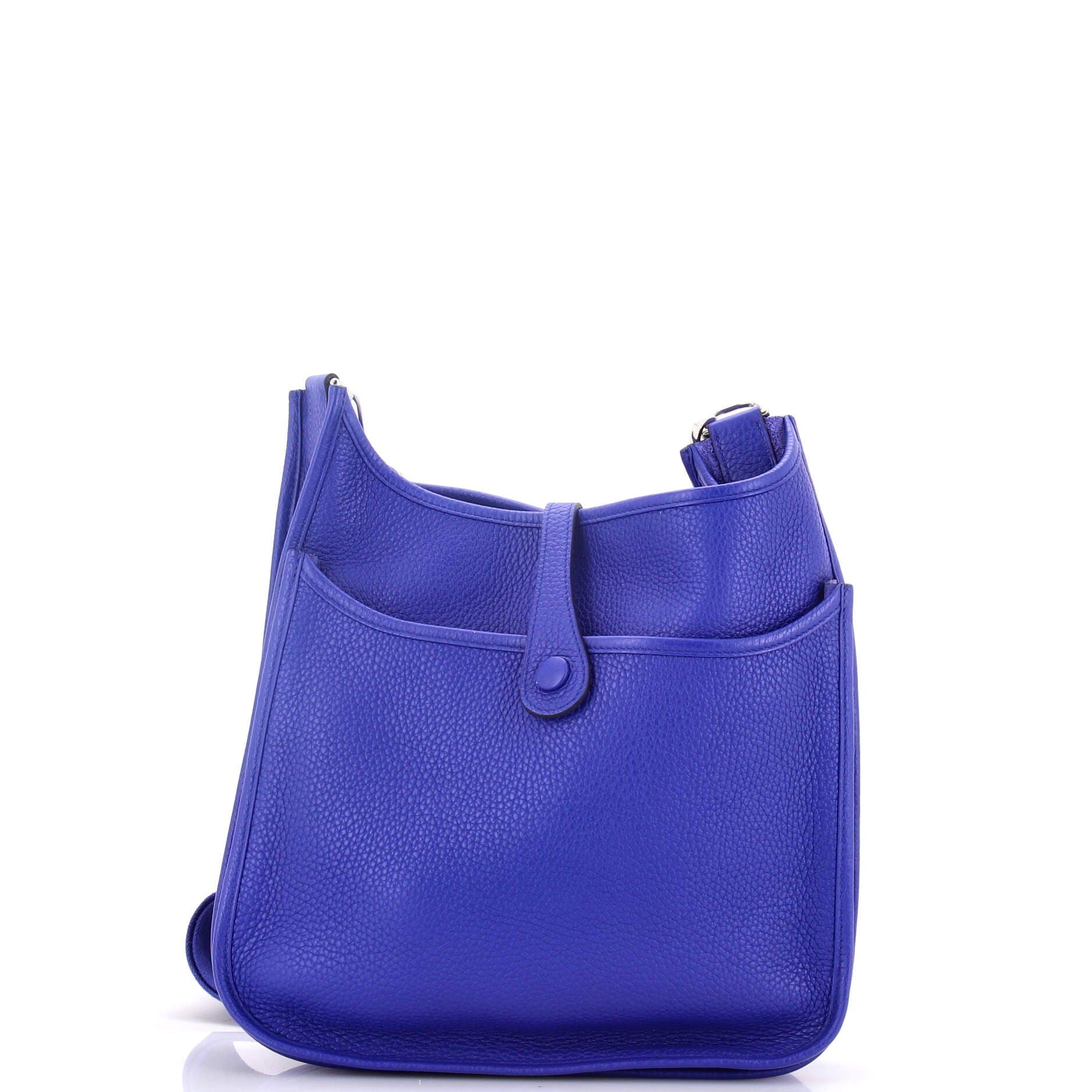 Pre-Owned Hermes Evelyne Bag Gen III Clemence PM, Alternate, color, Bleu Electrique