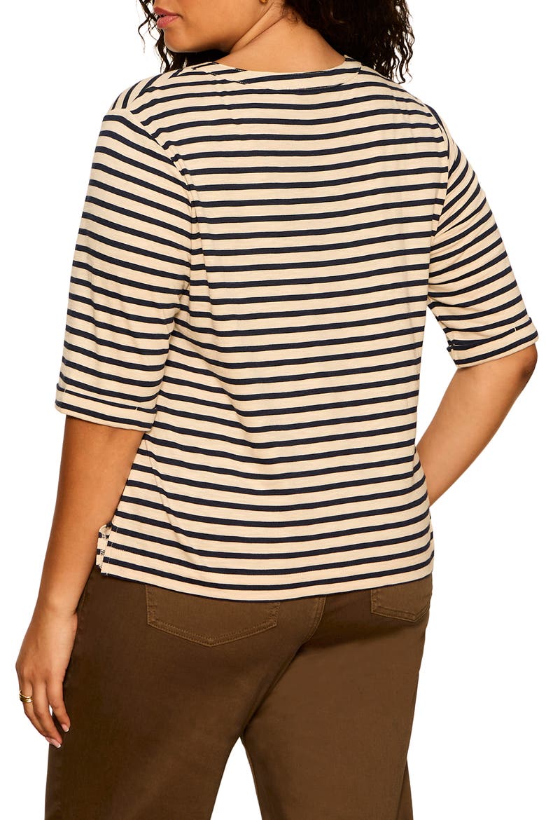 Dolce Stripe Notch Top, Alternate, color, NAVY/ DARK OPAL