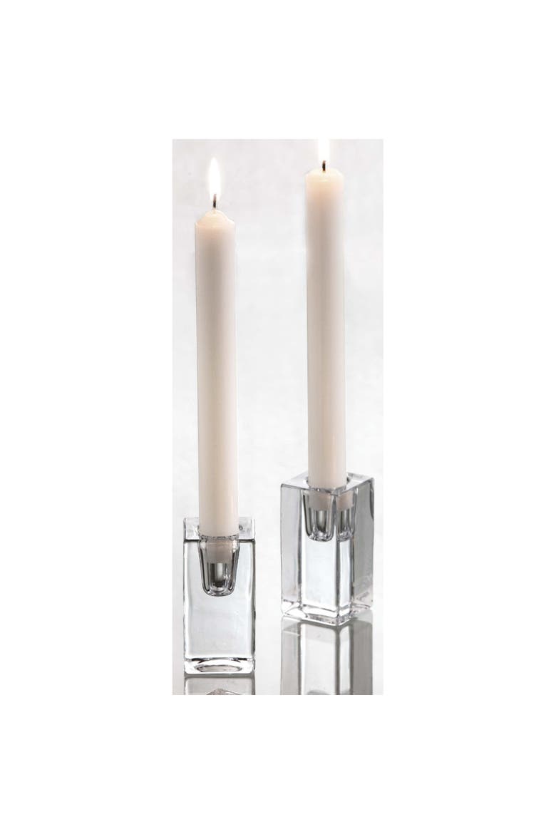 Chunky Clear Glass Square Taper Candle Holder Decorative, Main, color, Clear
