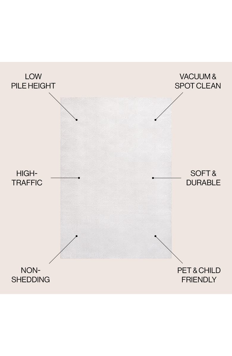 JONATHAN Y Porter Geometric Art Deco Fan Pattern High-Low Area Rug, Alternate, color, White/Light Gray